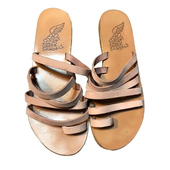 Ancient Greek beige Sandals Nikki slides - Picture 1 of 6